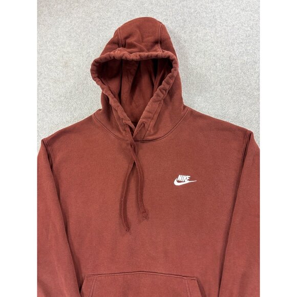Nike Stitched Logo SWOOSH Hoodie Sweatshirt (Men's Large) Maroon - Picture 2 of 12